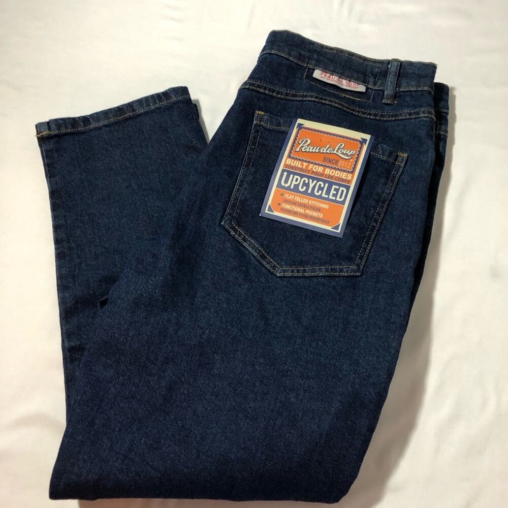 Peau de loup NWT non binary gender neutral denim jeans sz 12 stretchy